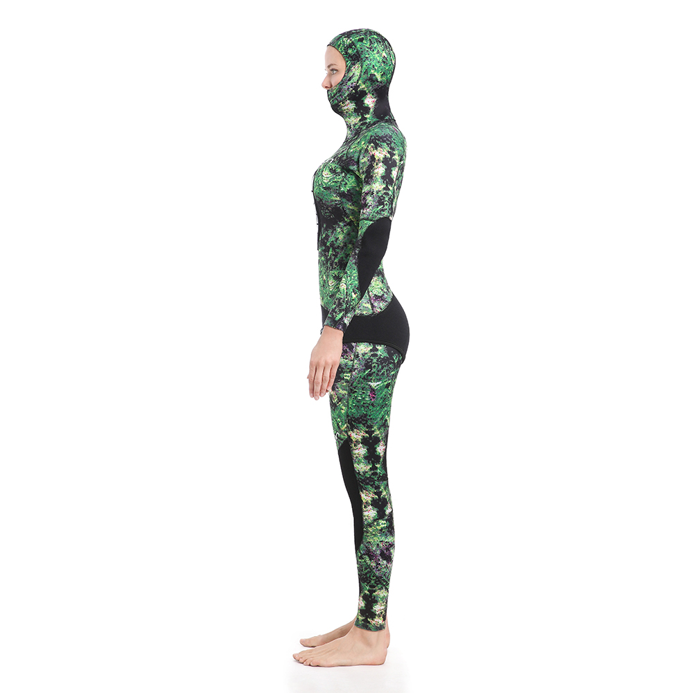 Seaskin Spearfishing Wetsuits med grönt Camo-mönster