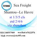 Shantou Port Seefracht Versand nach Le Havre