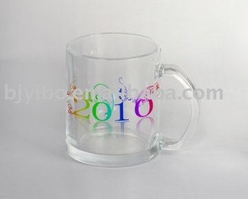 Glass mug with printing logo