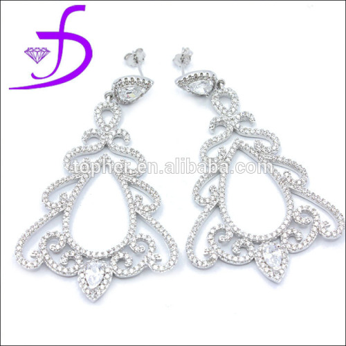 2014 wholesale CZ jewelry silver new model earrings