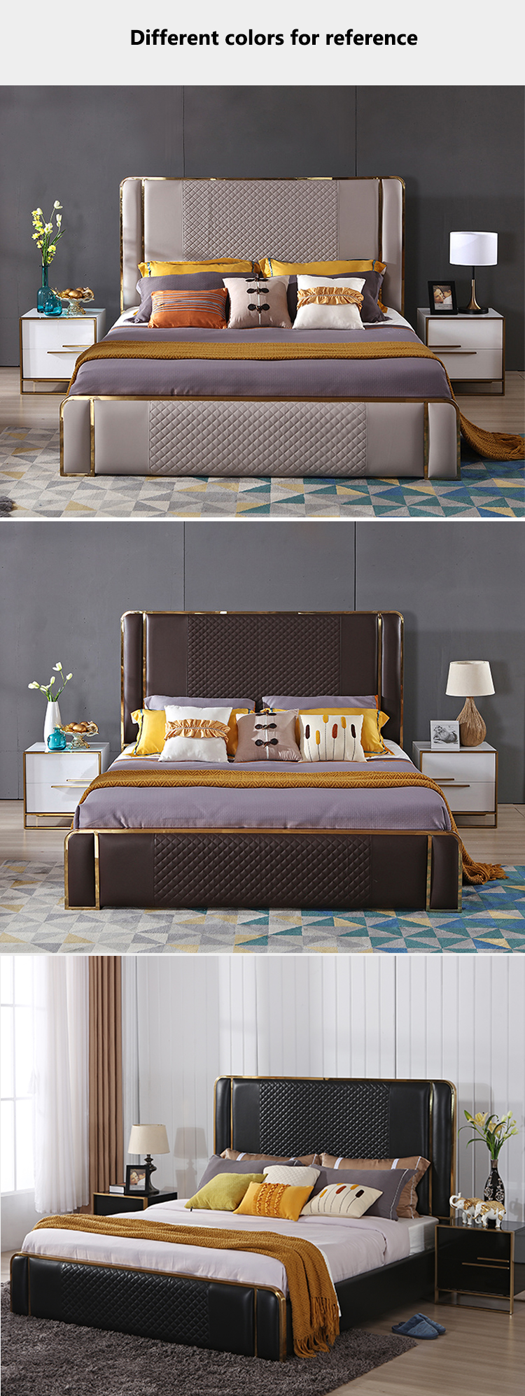 Luxury high quality full size bed frame with headboard Wholesale Manufacturers