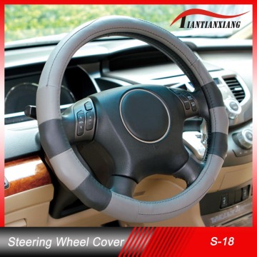 Design Your Stering Wheel Cover Genuine Leather 14"-16" Grey (S-18)