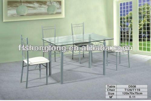 steel pipe single bed/Promotion dinette set/Contemporary glass dining table