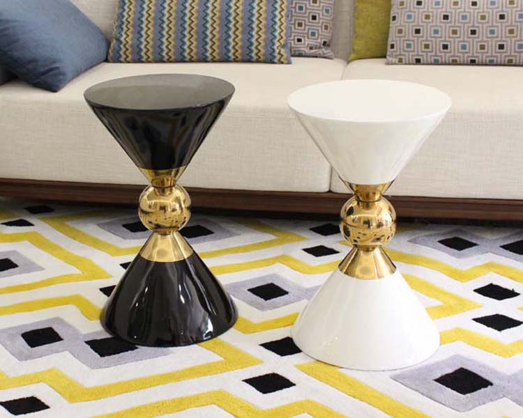 Hot Sell Modern Designer Fibreglass and Metal Round Canaan Accent Table for Living Room Furniture