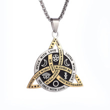 Wholesale Titanium Pendant with Star Moon Celtic Viking Triangle Necklace