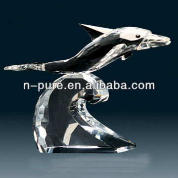 Clear Crystal Glass Dolphin Figurines