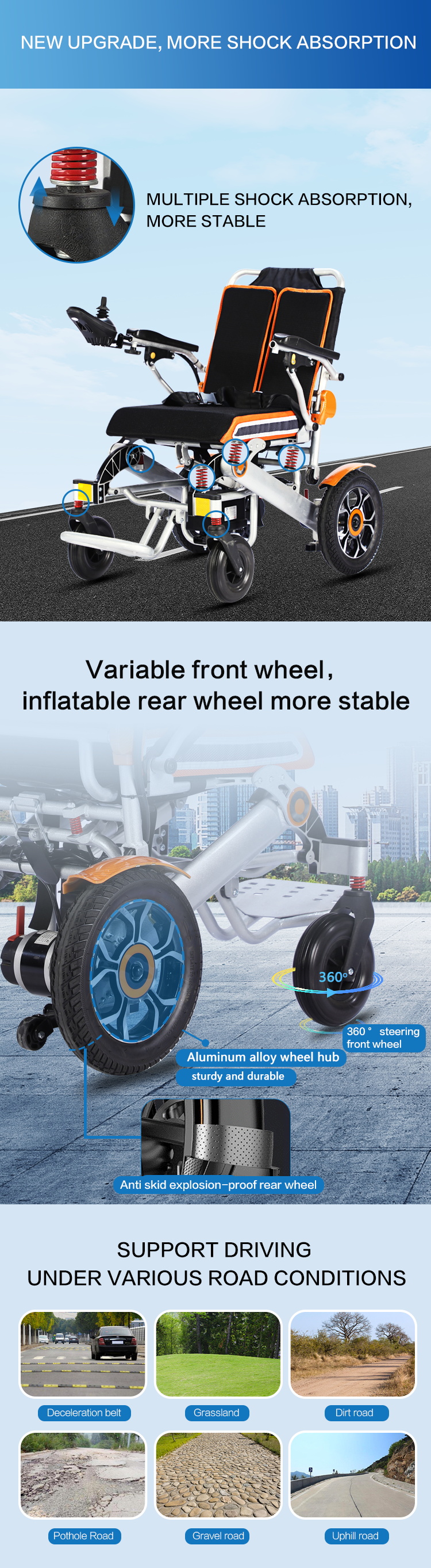 Travel lightweight aluminum multifunctional portable foldable folding electric wheelchair