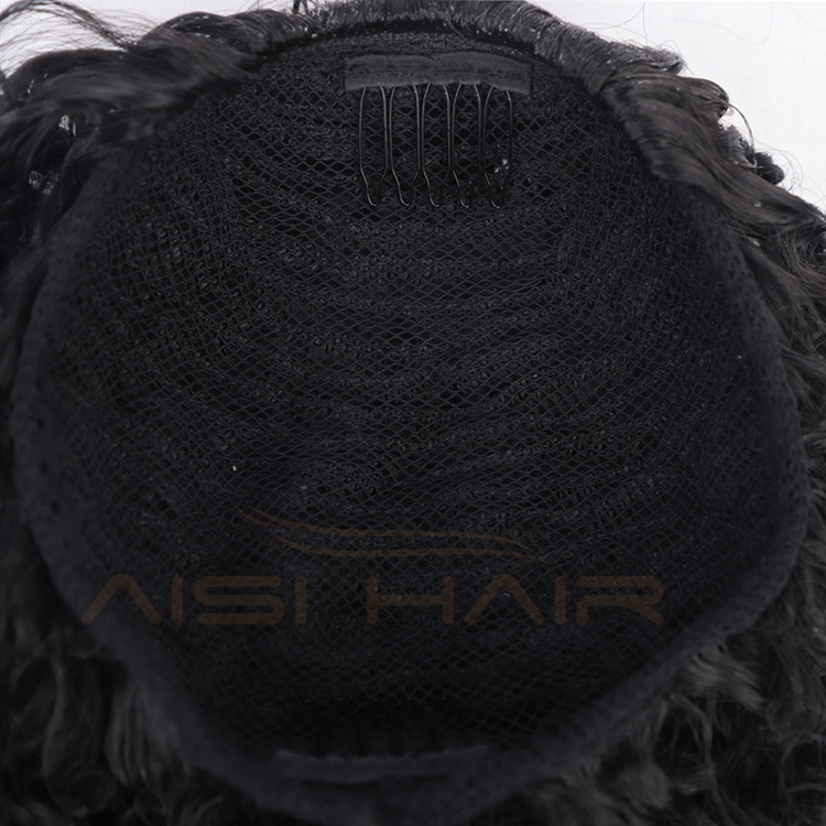 Aisi Hair Ponytail Afro Puff Kinky Curly Drawstring Hair Extensions High Temperature Fiber Short Hairpieces with Clips