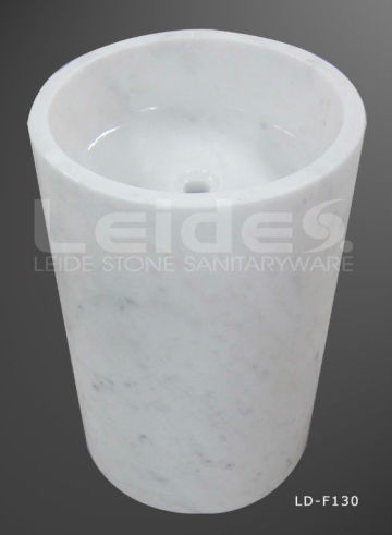 White marble column pedestal sink bathroom floorstanding sink