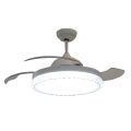 3-Blades Indoor White Ceiling Fan with Crystal Lampshade