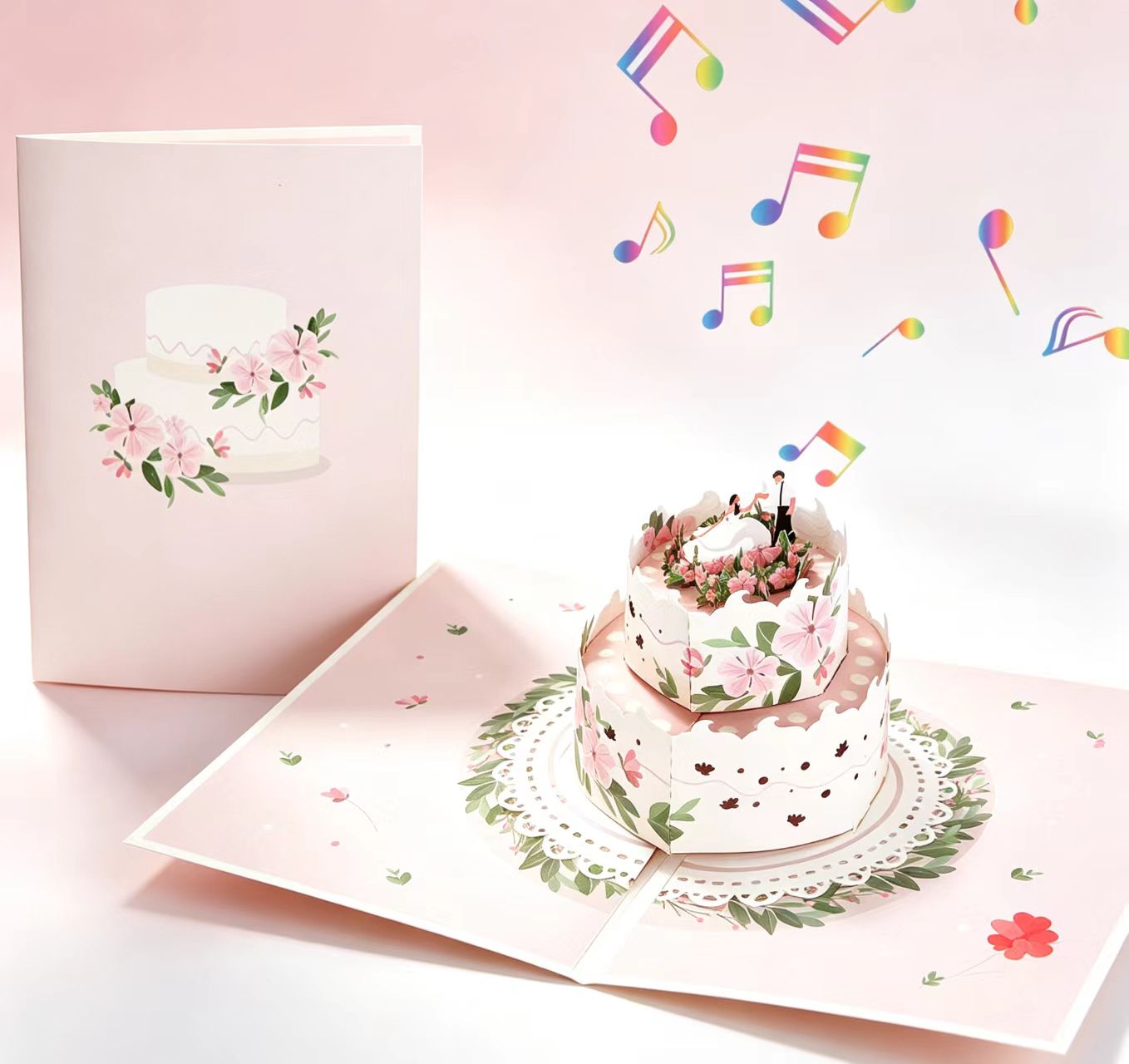 3D wyskakujące kartki z życzeniami na tort weselny 3d pop up wedding cake greeting cards