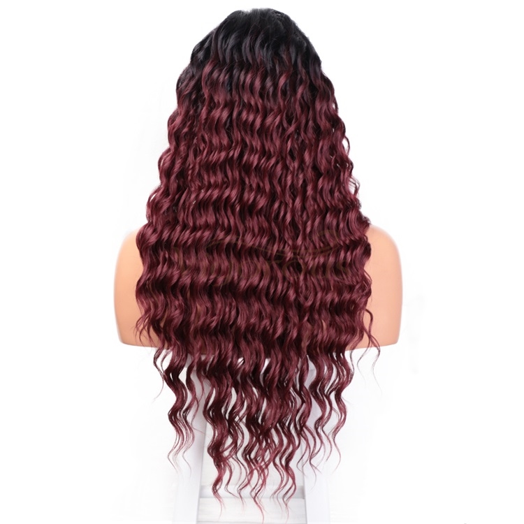 Vigorous Lace Front Wigs Long Wavy Synthetic Wigs for Black Women Ombre Curly Red Wigs with Natural Hairline