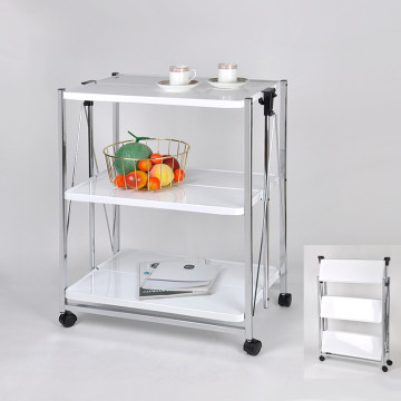Durable 3 Tier Metal Board Foldable Food And Drinks Trolley
