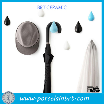 Attached ceramic water drop coat hanger wall decor
