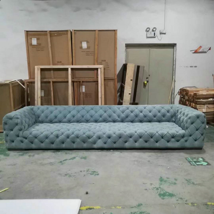 Modern home Hotel Furniture Luxury Design Sectional Tufted Leather Couch Living Room Chesterfield moon  Sofa Set by leather
