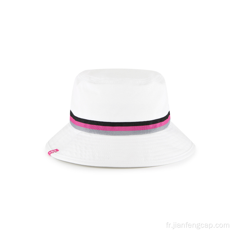 casquette seau blanche en sergé de coton à bande tissée