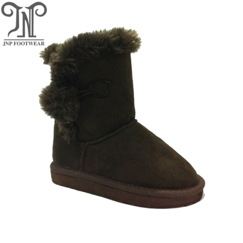 Brown Cheap Boys Childrens Suede Furry Boots
