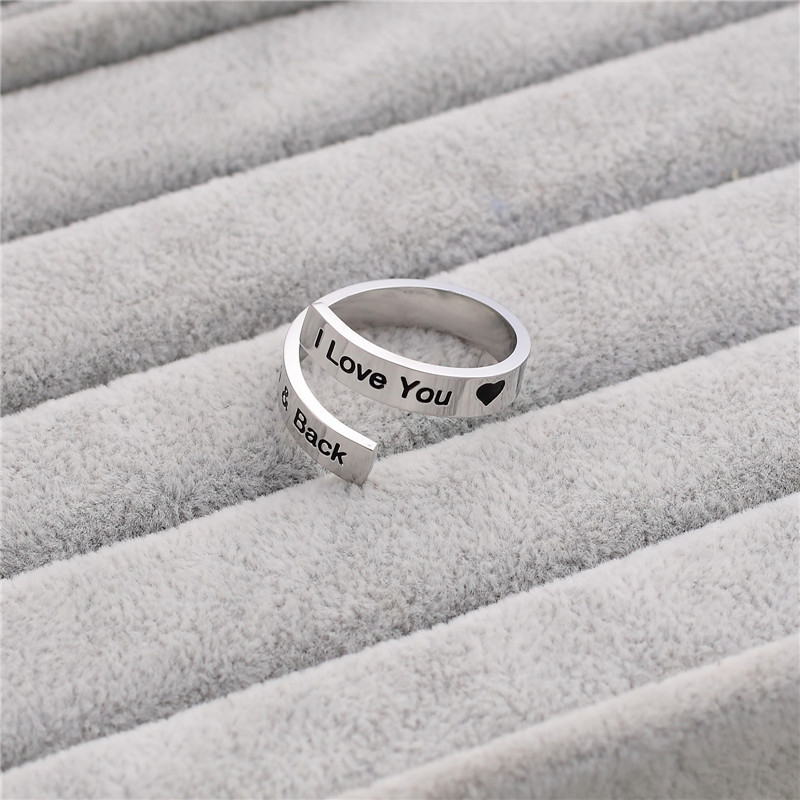 l love you stainless steel ring for men silver ring adjustable open finger rings