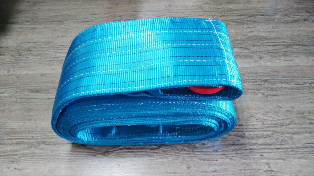 Blue Polyester Sling 8,000kgs Breaking Strength With Lifting Hook