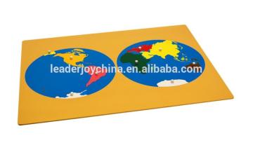 Hot selling wooden puzzle map for montessori puzzle map of world part