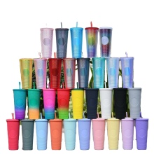 Creative Large Capacity Double Plastic Straw Cup 710ml Durian Cup Portable Diamond Cup