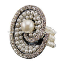 Stretch rings with beautiful white pearl
