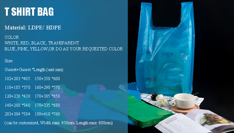 Bolsas de HDPE de compras, chaleco de tela no tejida con Color transparente