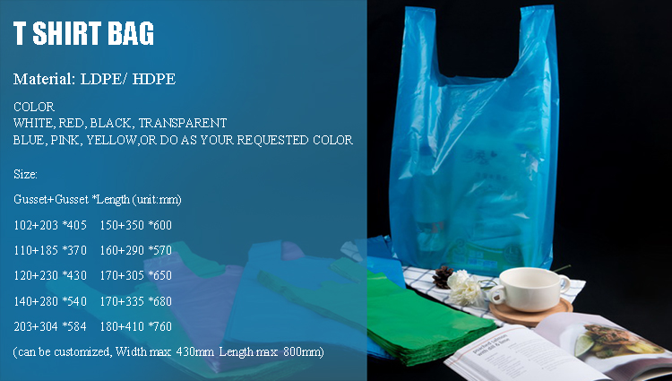 LDPE Plastic T Shirt Bag With Custom Printing Customized Logo In Small Medium Large Jumbo Size