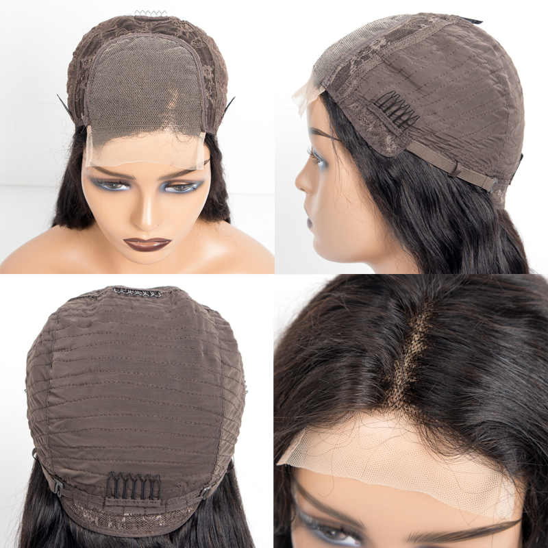 Natural Color Body Wave Glueless Wig 4x4 Transparent Hair Wig For Black Women 100% Raw Brazilian Human Hair Lace Front Wig