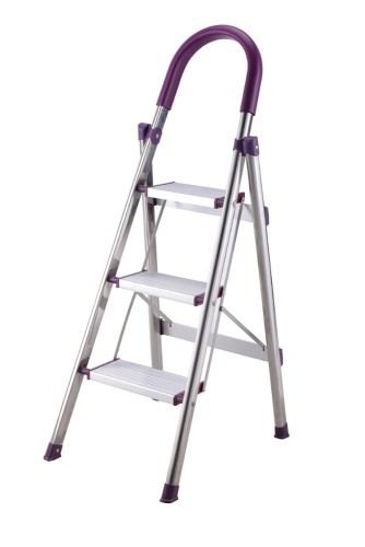 3 step foldable household stainless steel ladder