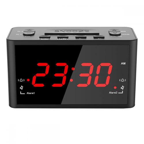 Hete verkoop rode 1 inch led display radiogestuurde wandklok met temperatuur kleine desktop digitale timer