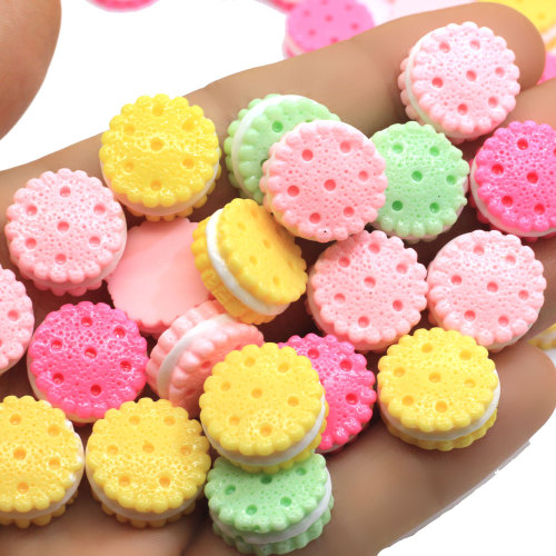 10mm Ronde Biscuit Cookie Kleurrijke Miniatuur Kawaii Cabochons Leuke Resin Charms Goedkoopste Resin Kralen Voor Decoratie