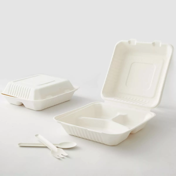 Sustainable 3-Compartment Takeout Box Made from Natural Sugarcane
