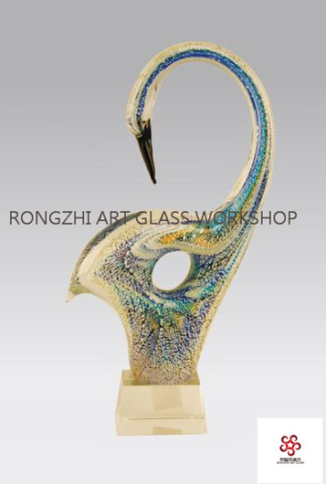 Exquisite Blue Swan  Glass Sculpture