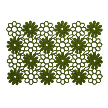 Green daisy pattern felt table runner