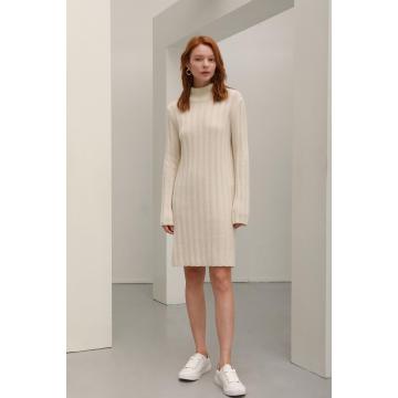 Women's slim cashmere sweater dress with collar