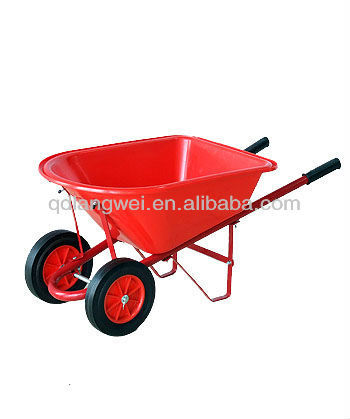 kids plastic tray double wheel wheelbarrow wb0606p
