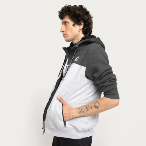 Mens tương phản Sherpa Lông cừu thêu HOODIES HOODIES