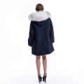 Fashionable White Plush krage Parker coat