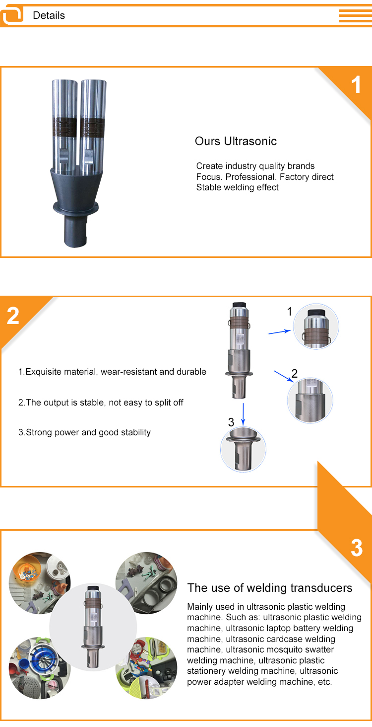 40KHZ PZT8 High Frequency Ultrasonic Welding Oscillator With Booster For Ultrasonic Sewing Machine