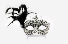 Leopard Print Masquerade Venetian Masks Decal Feathered Masquerade Mask