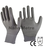 NMSAFETY cheap 13 gauge black polyester coated pu hand work gloves