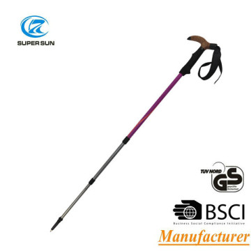 super quality 3 section telescopic trekking walking stick pole for elder