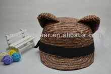 Wholesale Fashion Cat Ears Summer Straw Hat with Flat Bill