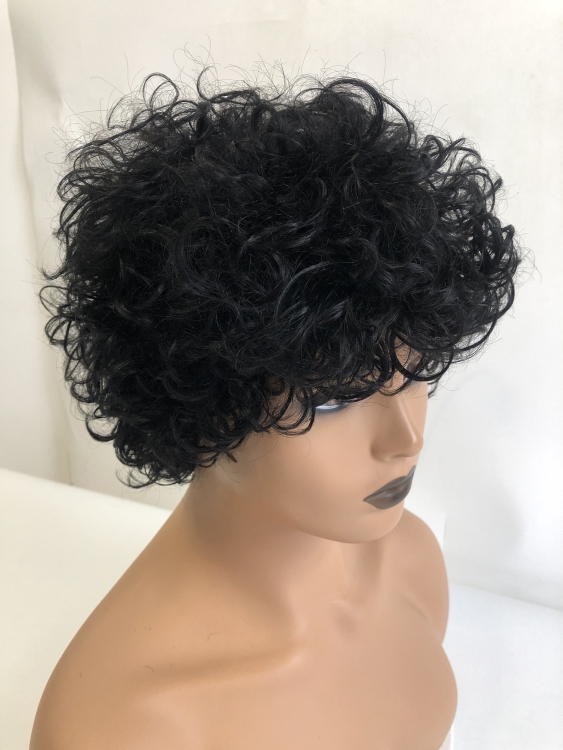 curly wig Wholesale 100% Raw Virgin Cuticle Aligned Brazilian Human Hair for Black Women Short Straight Black Lady  Wigs 1B