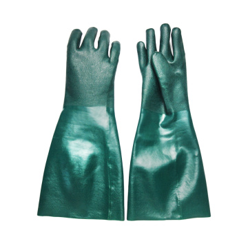 Guantes resistentes al algali de algodón de algodón de algodón de PVC verde