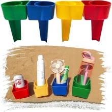 Plastic Multifunctional Retail Beach Cup Holder for Beverage and Accessories