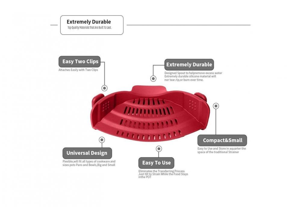 Setaccio in silicone per colapasta per spaghetti