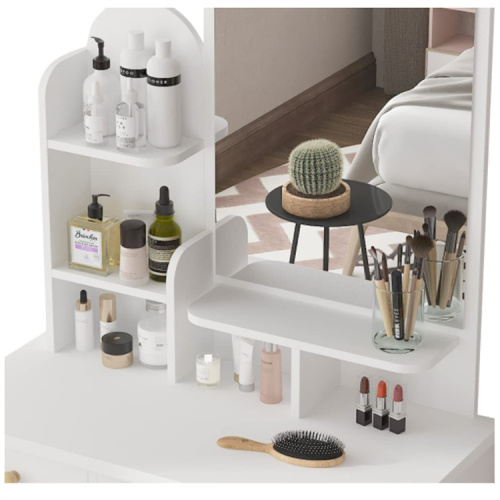Vanity Set Dresser Desk with 5 Drawers Shelves