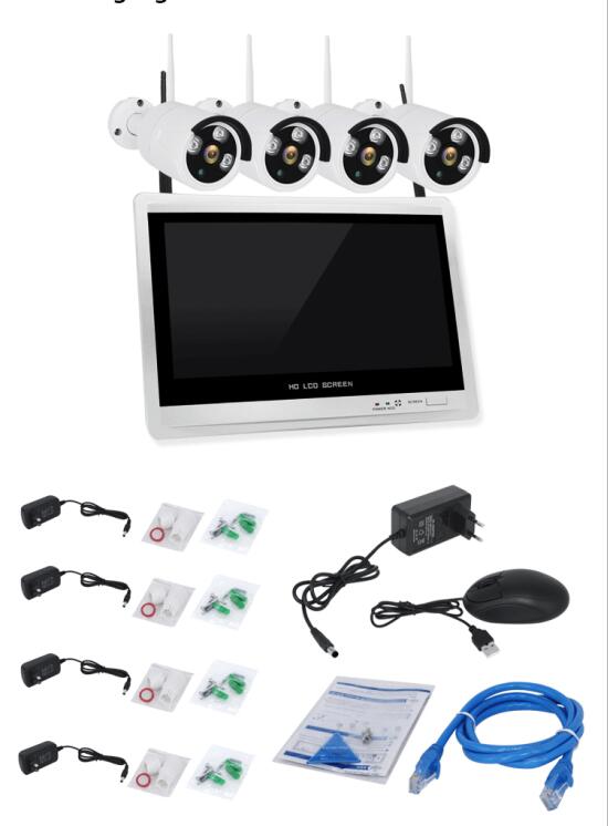 HD WIFI Camera System 4CHNVR Kit With Monitor